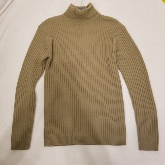Vintage Tan Thick Knit Turtle Neck Sweater Large Muskoka Lake Heavy knit Unisex - Picture 2 of 9